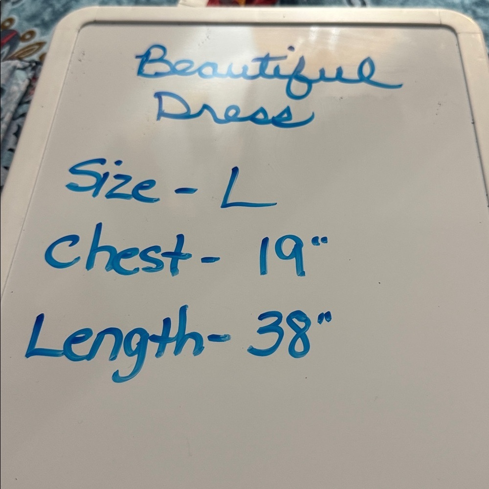 Boho Blue Multicolor Printed Long Sleeve Dress Size Large - Picture 5 of 5